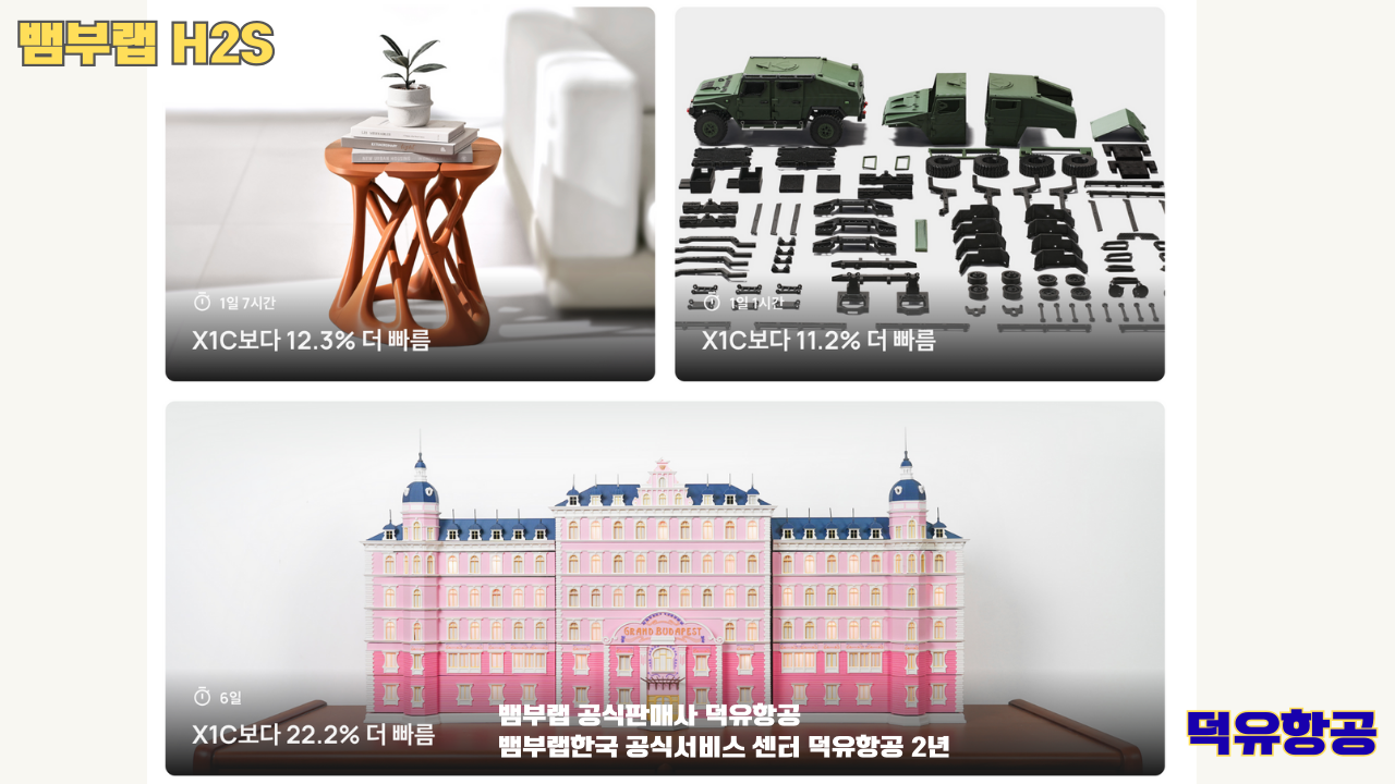 뱀부랩 H2S 3D프린터 덕유항공, Bambu Lab H2S 3D Printer 공식판매사 #뱀부랩공식판매사덕유항공 #뱀부랩 #H2S #스펙 #340*320*340mm³ #PLA #PETG #TPU #PVA #BVOH #ABS #ASA #PC #PA #PET #PPS #뱀부랩한국공식서비스센터덕유항공 #PETG #PA  #PET #PC #ABS #ASA  #PPA #PPS