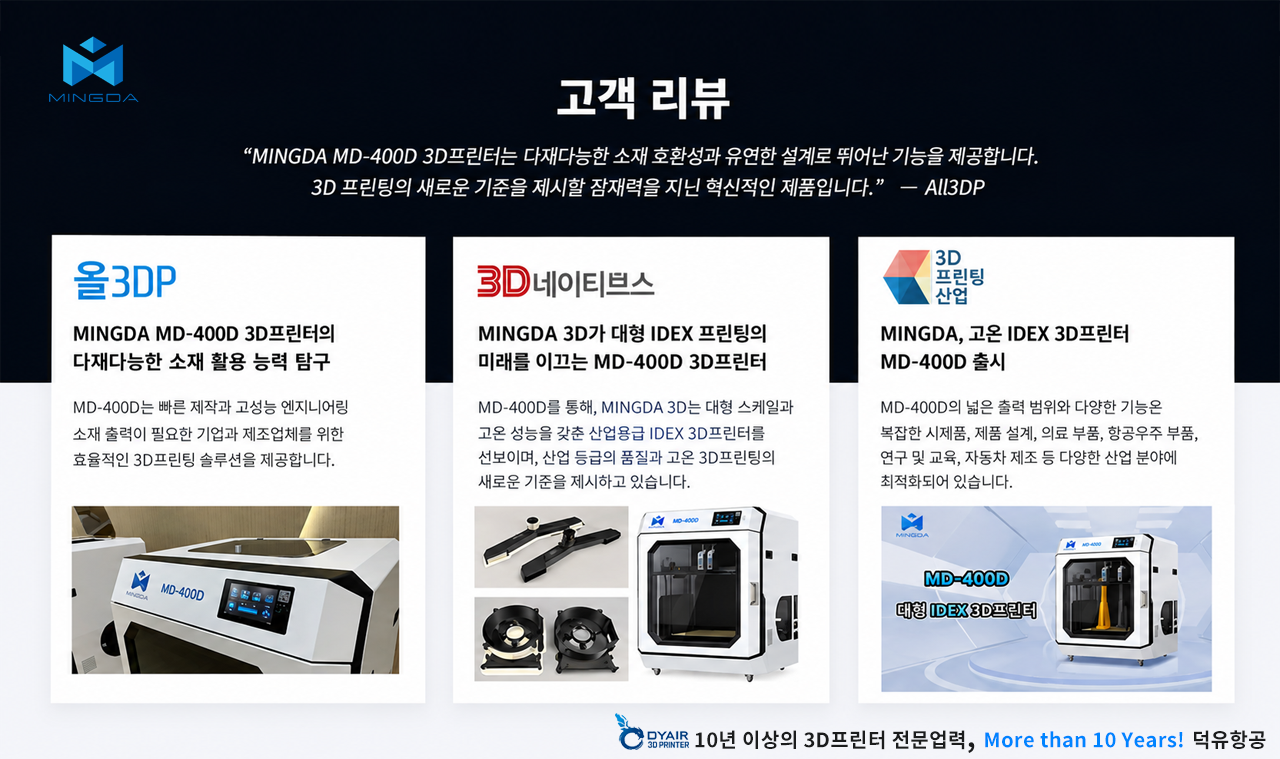 MINGDA MD-400D 3D프린터, 밍다 산업용 대형 3D프린터 모델명 MD400D