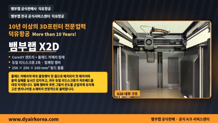 뱀부랩 X2D 3D프린터 리뷰, 스펙, 내부 구조, AMS 2 PRO 콤보