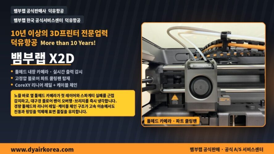 뱀부랩 X2D 3D프린터 리뷰, 스펙, 내부 구조, AMS 2 PRO 콤보