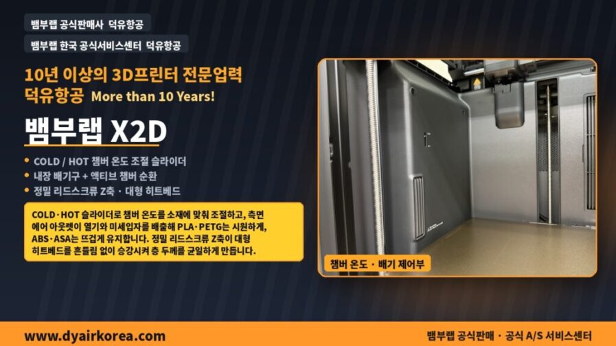 뱀부랩 X2D 3D프린터 리뷰, 스펙, 내부 구조, AMS 2 PRO 콤보